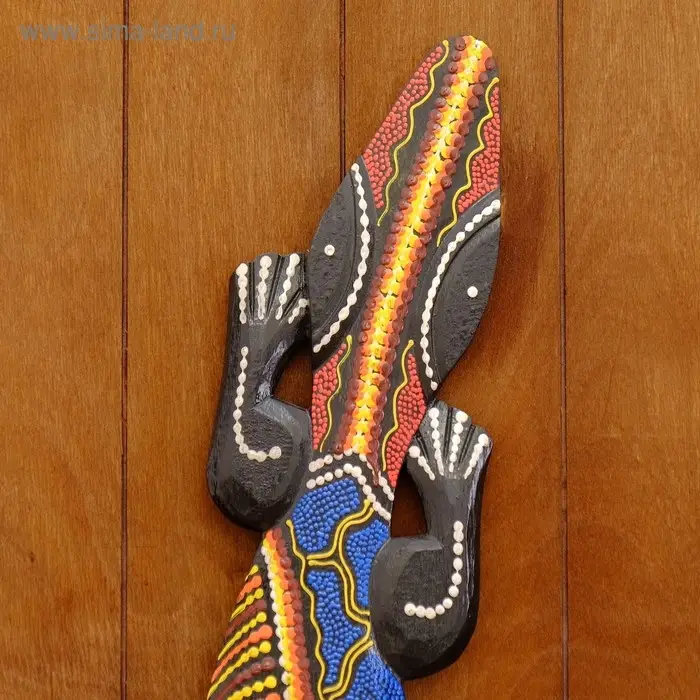 Панно настенное дерево  Панно настенное дерево "Геккон расписной" 100 см МИКС