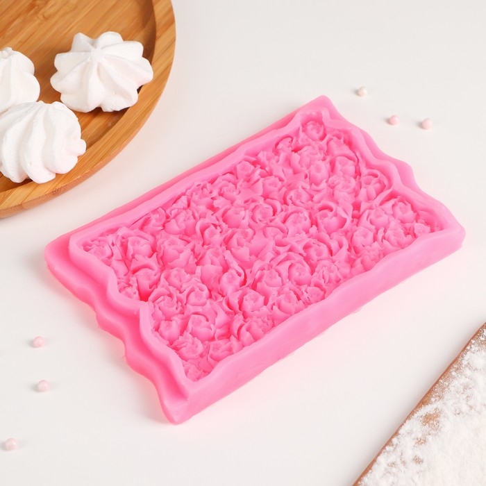 Молд «Ковер из роз», силикон, 17,5×10,7×2,3 см, цвет розовый Молд «Ковер из роз», силикон, 17,5×10,7×2,3 см, цвет розовый