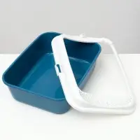Туалет для кошек &laquo;Сима&raquo; FIX, 30&times;39&times;13.5 см, с бортом и совком, пластик, синий, совок МИКС