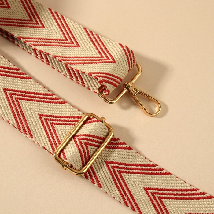 Ручка для сумки «Стрелки тройные», с карабинами, 139 ± 3 × 3,8 см, цвет белый/красный Ручка для сумки «Стрелки тройные», с карабинами, 139 ± 3 × 3,8 см, цвет белый/красный