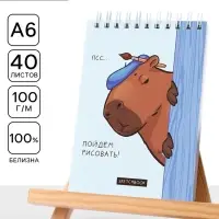 Скетчбук А6, 40 л. 100 г/м&sup2; &laquo;Капибара&raquo;