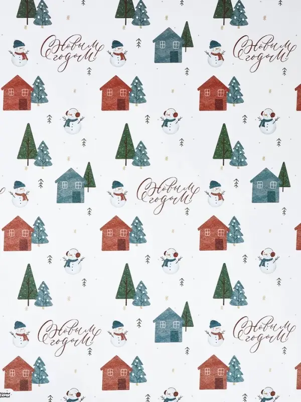 Бумага упаковочная новогодняя крафтовая &laquo;Снеговики&raquo;, 50&times;70 см