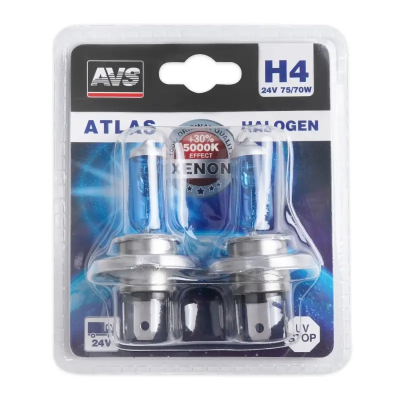 Галогенная лампа AVS ATLAS/5000К/ H4.24V.75/70W.блистер 2шт.
