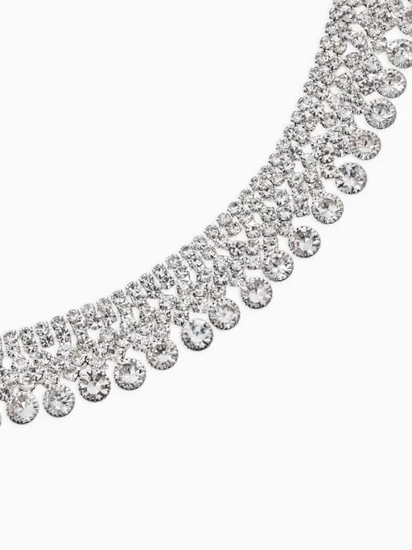 Набор 2 предмета: серьги, колье со стразами &laquo;Лёд&raquo;, d=13.5 см, белый в серебре