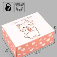 Коробка подарочная самосборная &laquo;Котик&raquo;, 30&times;23&times;12 см