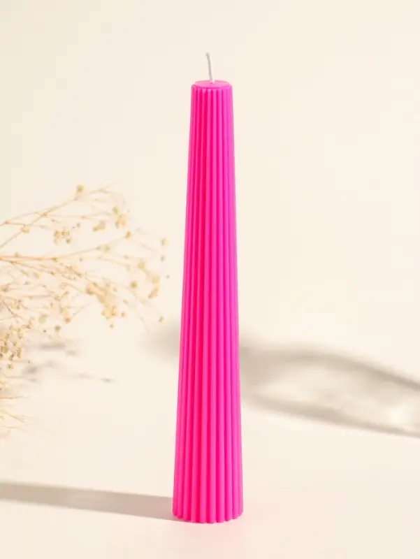 Набор свечей, 3.5х23 см, 2 шт "Башня" ярко-розовый 4х9,5х25 см