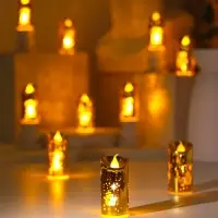 Светодиодная свеча, ночник LED RISALUX &laquo;Новый год&raquo;, от батареек, 3.8&times;3.8&times;7.5 см, МИКС