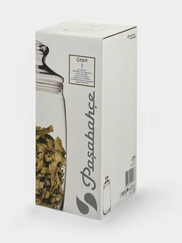 Банка для сыпучих продуктов Paşabah&ccedil;e Cesni, 1.5 л, с крышкой, стекло, прозрачная