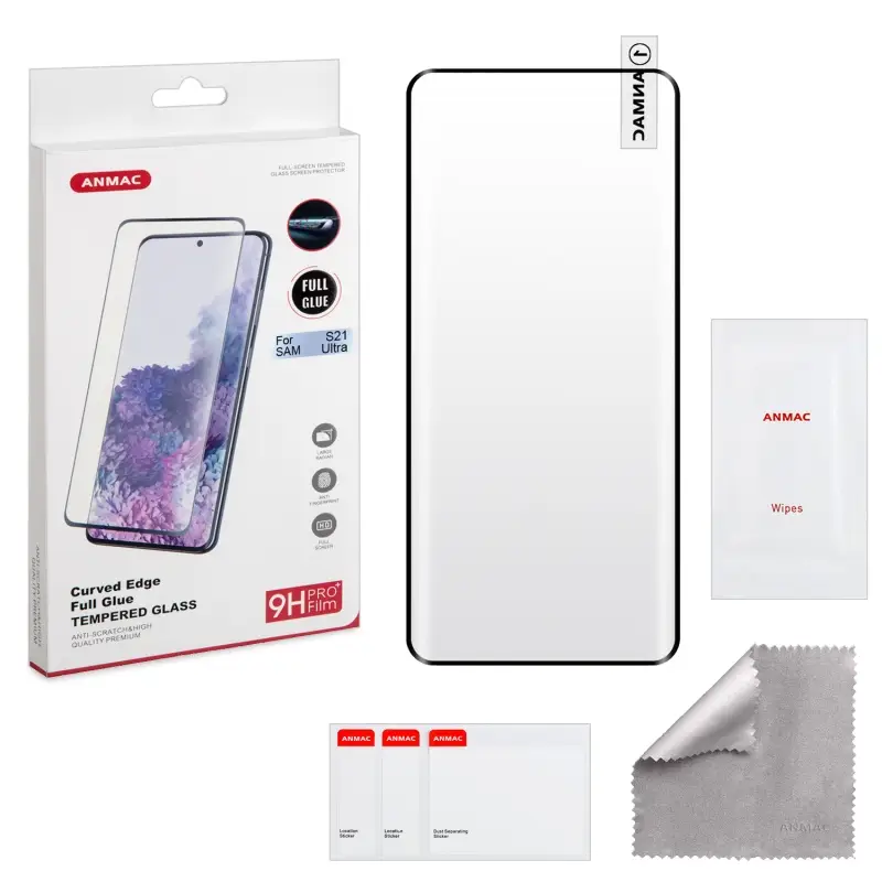 Защитное стекло для Samsung S21 Ultra Full Glue (полный клей) ANMAC Арт.1137372
