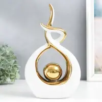 Сувенир керамика "Абстракция. Прикосновение. Шар" белый с золотом 28х6х17 см