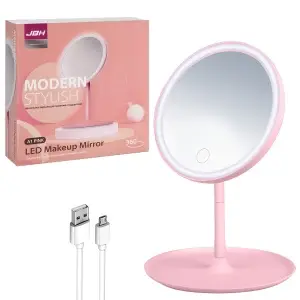 Настольное зеркало для макияжа с подсветкой MIRRORLIGHT- А1 розовое