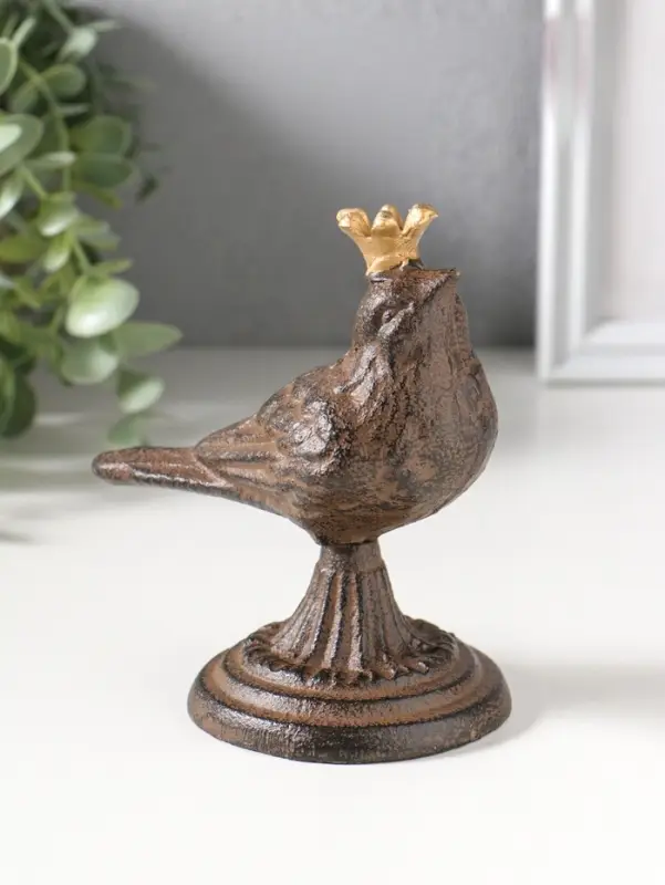 Сувенир чугун "Птица в короне" патина 11х8х13 см