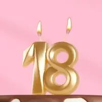 Свеча в торт &laquo;Грань&raquo;, цифра 18, золотой металлик, 6.5 см