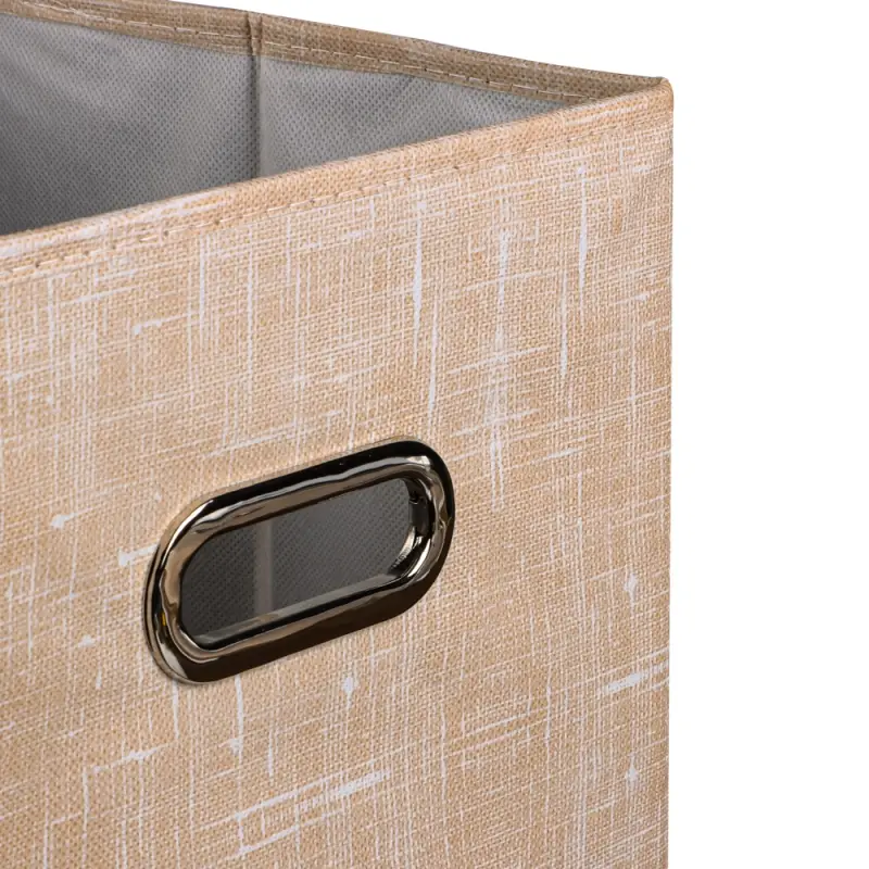 Короб стеллажный тм VETTA ЛЁН, полиэстер, 25х25х25см, бежевый