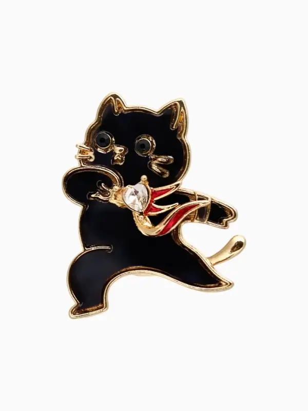Брошь  Брошь "Кот" герой, цветная в золоте