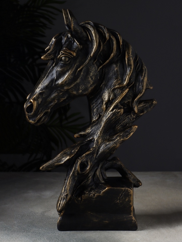 Копилка Копилка "Голова лошади" 14х23х41 см, чёрное золото