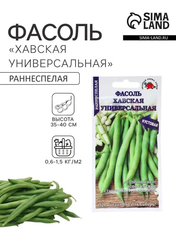Семена Фасоль овощная &laquo;Хавская универсальная&raquo;, 5 г, ранняя, кустовая, зелёная, &laquo;Золотая Сотка Алтая&raquo;