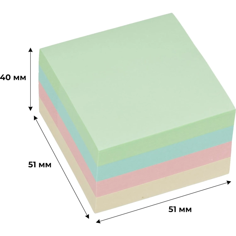Стикеры Attache куб 51х51, пастель 4 цвета 400 л
