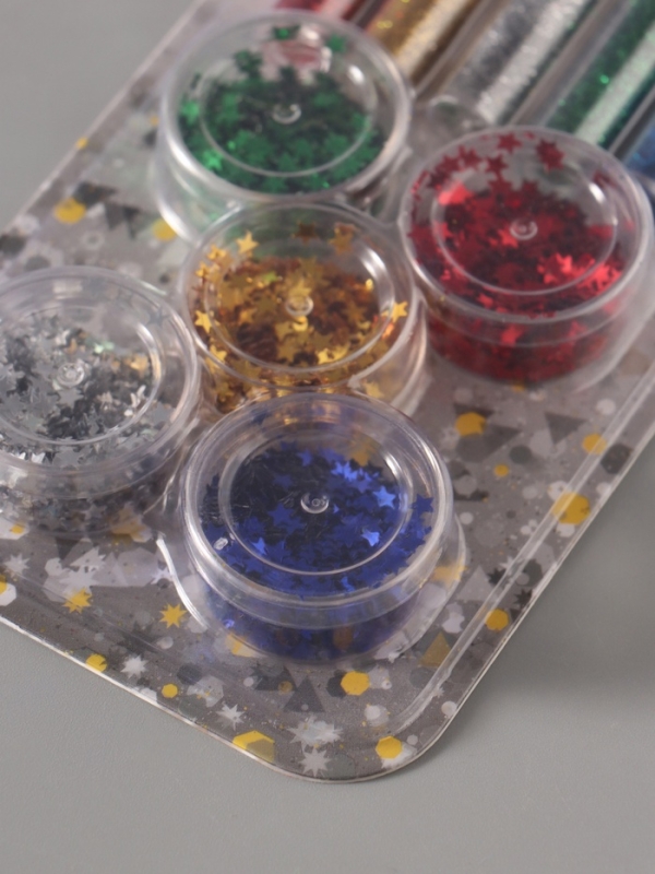 Глиттер Глиттер "Пудра и звёздочки" металлик набор 5х6 гр и 5х5 гр 21,4х9,3 см