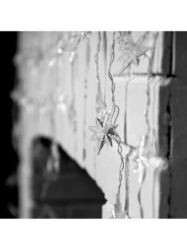 Гирлянда &laquo;Бахрома&raquo; 1.8&times;0.5 м с насадками &laquo;Звёзды&raquo;, IP20, прозрачная нить, 48 LED, свечение мульти (RG/RB), мигание, 220 В