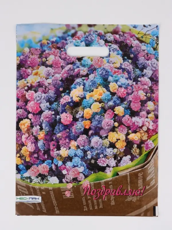 Пакет Пакет "Райский букет, полиэтиленовый с вырубной ручкой 30х40 см, 60 мкм