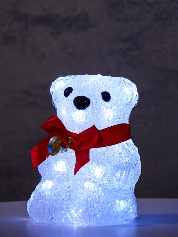 Светодиодная фигура «Медвежонок» 13 × 10 см, акрил, 20 LED, батарейки ААх2 (не в комплекте), свечение белое Светодиодная фигура «Медвежонок» 13 × 10 см, акрил, 20 LED, батарейки ААх2 (не в комплекте), свечение белое