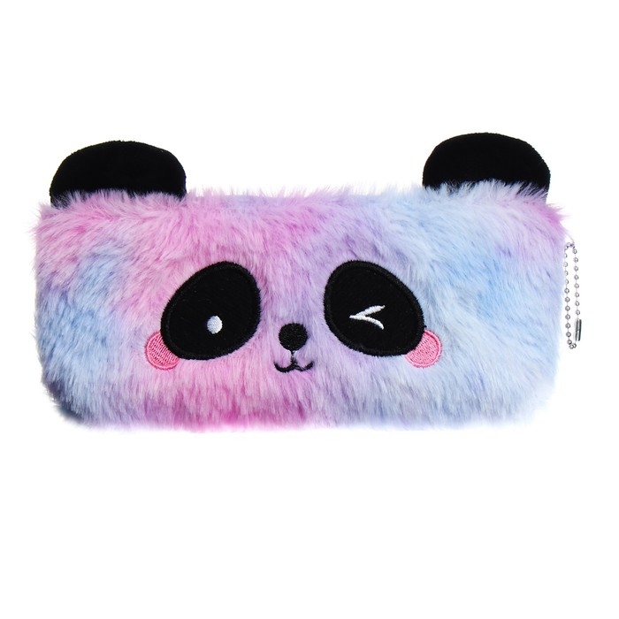 Пенал школьный меховой на молнии Calligrata Пенал школьный меховой на молнии Calligrata "Панда", микс