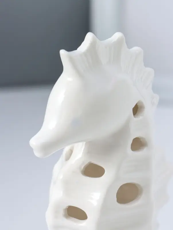 Сувенир керамика свет "Морской конёк" бело-синий 6,5х8,5х16,5 см