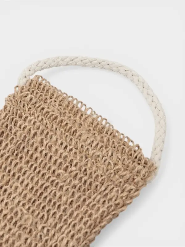 Мочалка-лента для тела массажная Доляна, 53&times;10 см, конопля, бежевая