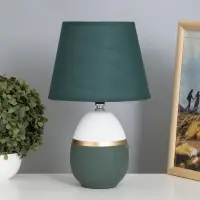 Настольная лампа с абажуром RISALUX &laquo;Айми&raquo;, 1&times;40 Вт, E14, зелёный/белый, 20&times;20&times;32 см