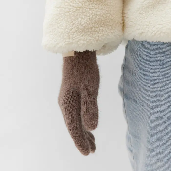 Перчатки женские MIST с шерстью кролика, р-р 22 см, цв. кофейный