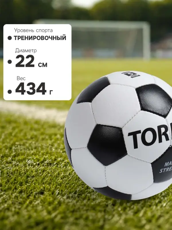 Футбольный мяч TORRES Main Stream, F30185, ручная сшивка, 32 панели, р. 5, PU