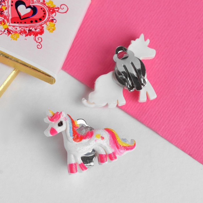 Набор детский 3 предмета: клипсы, бусы, браслет «Шкатулка» с зеркалом, цветной Набор детский 3 предмета: клипсы, бусы, браслет «Шкатулка» с зеркалом, цветной