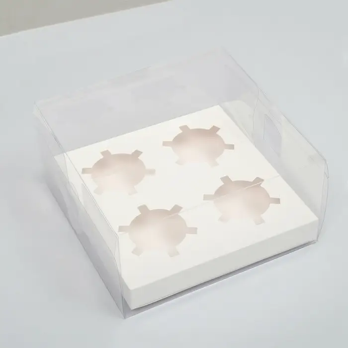 Коробка на 4 капкейка, кондитерская упаковка, белая, 18,5 × 18 × 10 см Коробка на 4 капкейка, кондитерская упаковка, белая, 18,5 × 18 × 10 см