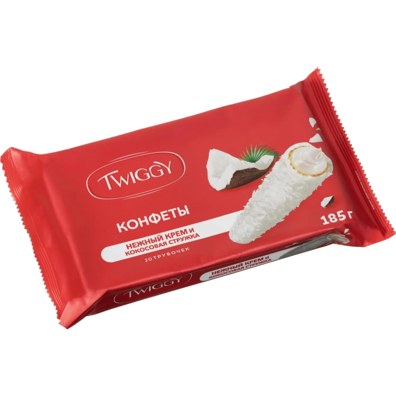 Вафли Конфета Twiggy с кокос.сливками в кокос.обсып., 185г (ВК412)