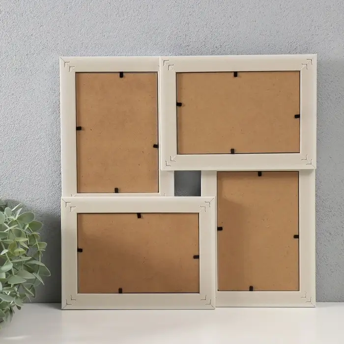 Фоторамка - коллаж на 4 фото 10&times;15 см &laquo;Аврора&raquo;, белая, 31.5&times;31.5 см