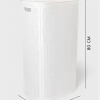 Плетёная корзина для белья с крышкой &laquo;Лён&raquo;, 100 л, 43&times;32&times;80 см, белая