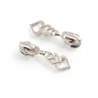 Бегунок для молнии &laquo;Спираль&raquo;, №7, &laquo;Сердца&raquo;, 10 шт., цвет никель