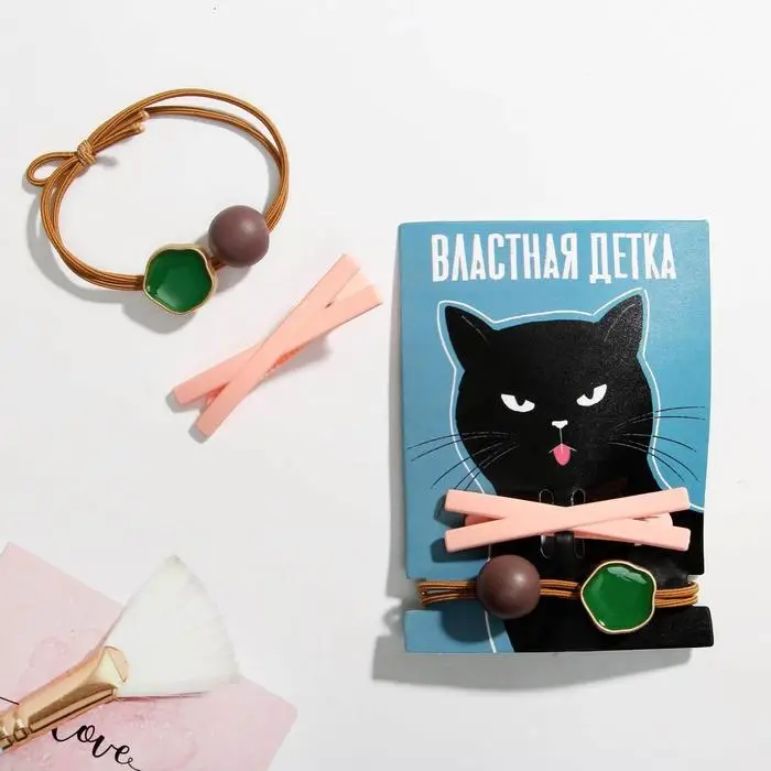 Резинка и заколка для волос «Властная детка» Резинка и заколка для волос «Властная детка»