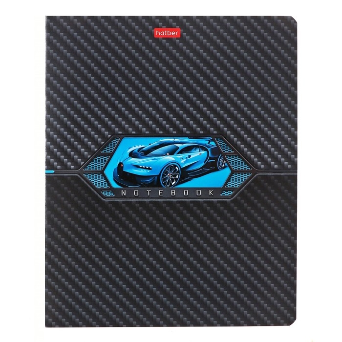 Тетрадь 48 листов в клетку, AutoCarbon, обложка мелованный картон, выборочный лак, блок офсет 65г/м2, МИКС