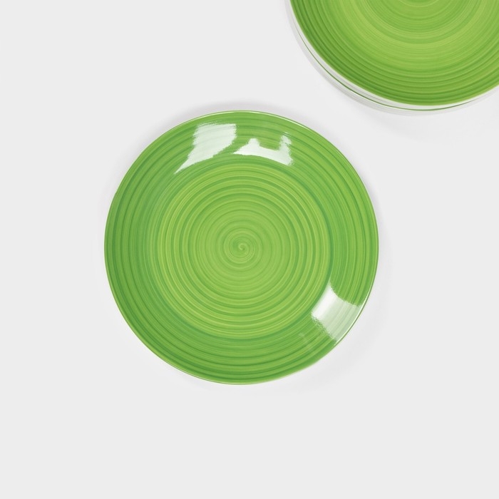 Набор фарфоровых тарелок Доляна «Палитра», 6 предметов: d=19 см, цвет зелёный Набор фарфоровых тарелок Доляна «Палитра», 6 предметов: d=19 см, цвет зелёный