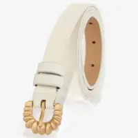 Ремень женский тонкий, 110&times;1.8 см, пряжка металл, белый