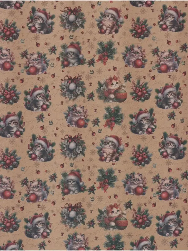 Бумага упаковочная бурый крафт &laquo;Котик&raquo;, 50&times;70 см