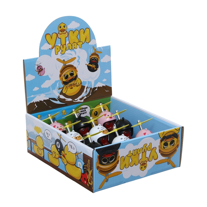 Утка с пропеллером на панель авто с пищалкой, черный, набор 9 шт Утка с пропеллером на панель авто с пищалкой, черный, набор 9 шт