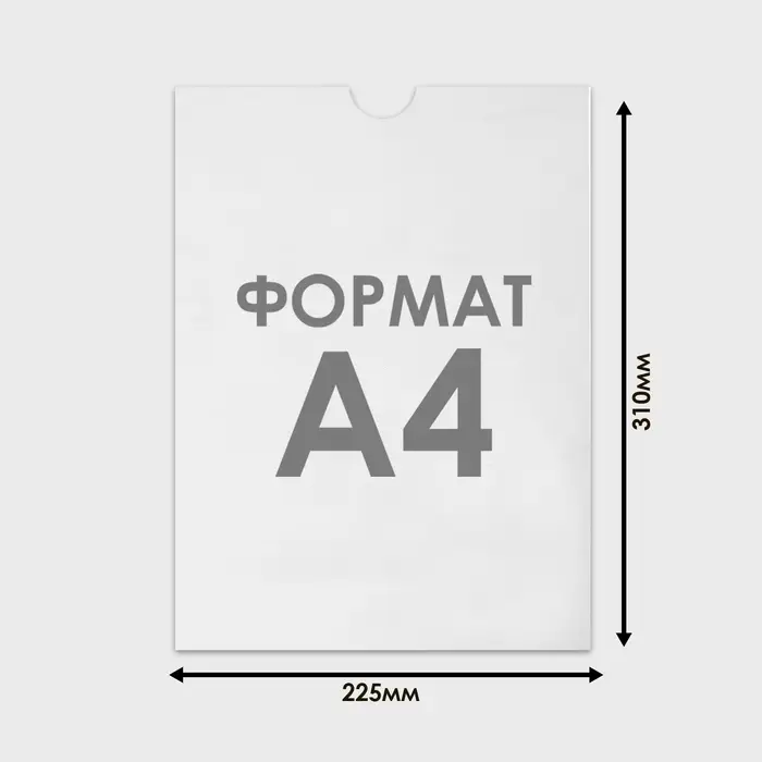 Карман плоский А4, 22.5&times;0.2&times;31 см, без скотча для крепления, с вырубкой, оргстекло 1 мм, В ЗАЩИТНОЙ ПЛЁНКЕ
