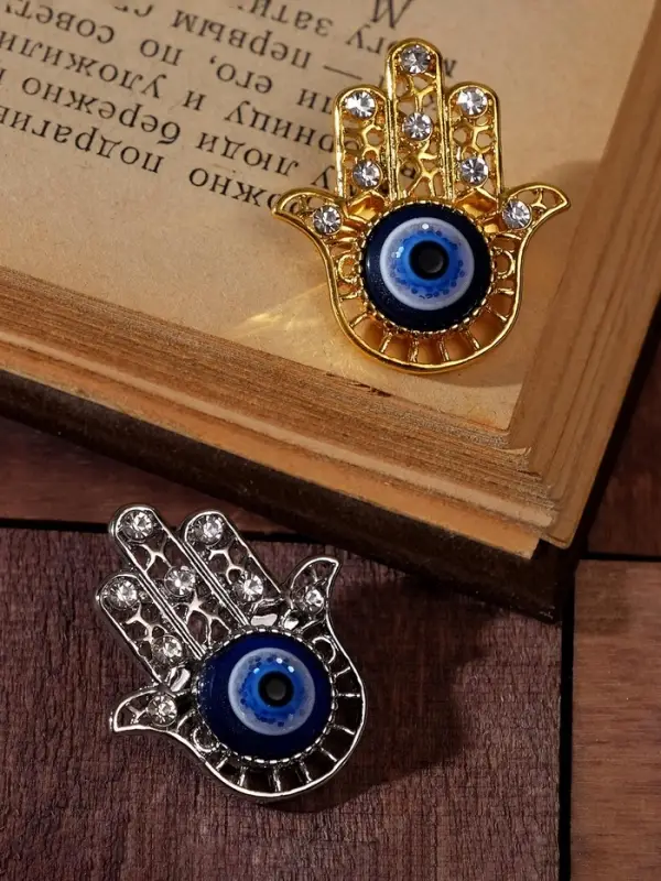 Брошь-оберег &laquo;Рука Хамса&raquo;, синий, МИКС