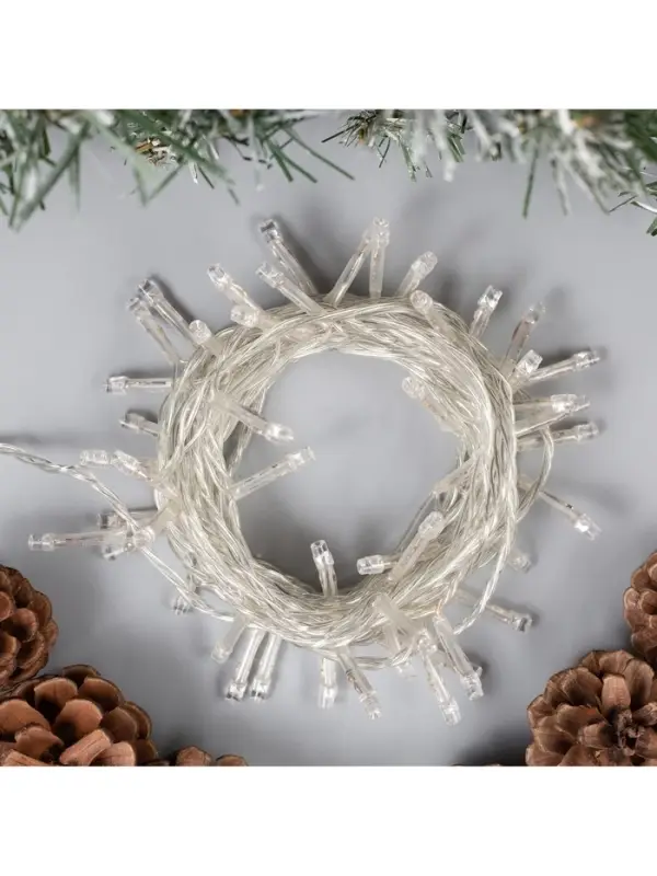 Гирлянда &laquo;Нить&raquo; 5 м, IP20, прозрачная нить, 50 LED, 8 режимов, 220 В, свечение мульти