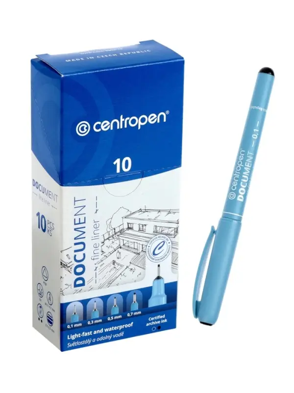 Ручка капиллярная для черчения Centropen 2631, чёрный стержень, узел 0.1 мм
