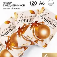 Набор ежедневников А6, 120 л "Золотой учитель", 4 шт
