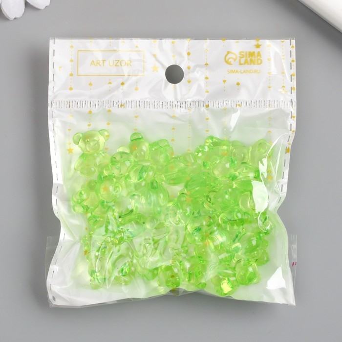 Декор для творчества пластик Декор для творчества пластик "Медвежонок" зелёный набор 25 шт 1,8х1,5х1 см